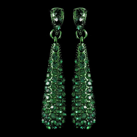 * Encrusted with Green Rhinestones Crystal Dangle Earring 8341
