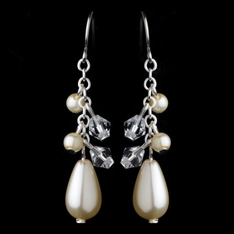 Swarovski Crystal Bead & Pearl Dangle Bridal Wedding Earrings 8351