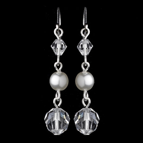 Swarovski Crystal Bead & Pearl Dangle Bridal Wedding Earrings 8352