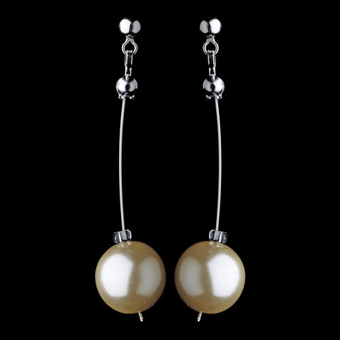 Modern Champagne Pearl Dangle Bridal Wedding Earrings 8358