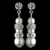Pearl & Rhinestone Dangle Bridal Wedding Earrings 8366