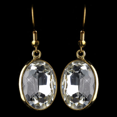 Gold Clear Rhinestone Hook Bridal Wedding Earrings 8404