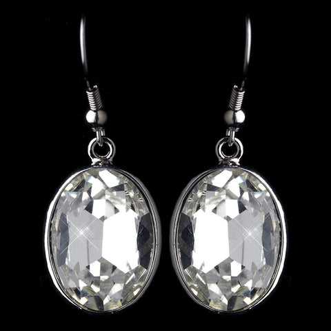 Silver Clear Rhinestone Hook Bridal Wedding Earrings 8404