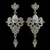 Antique Silver Clear Dangle Tear Drop CZ Crystal Bridal Wedding Earrings 8485