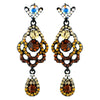 Four Tone Topaz Mix on Black Chandelier Earring Set 8540