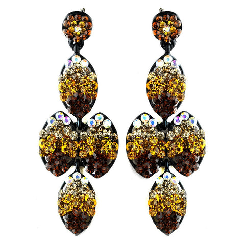 * Four Tone Topaz Mix on Black Earring Set 8541