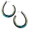 * Four Tone Green Mix on Black Hoop Earring Set 8542
