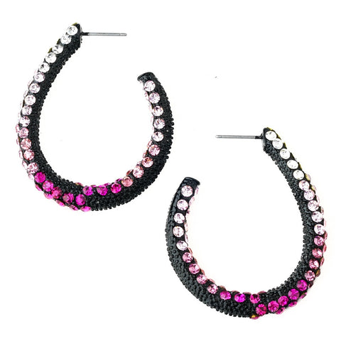 * Four Tone Pink Mix on Black Hoop Earring Set 8542