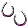 * Four Tone Pink Mix on Black Hoop Earring Set 8542