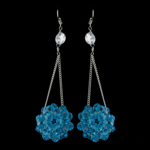 * Aqua Beaded Ball Earring Set 8551