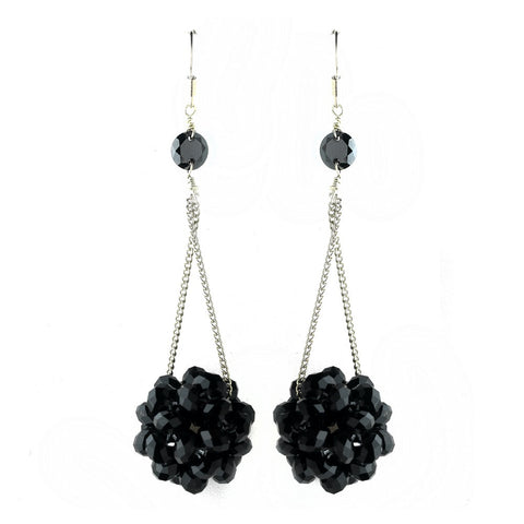 * Black Beaded Ball Earring Set 8551