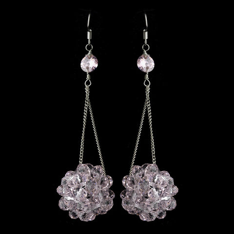 * Pink Beaded Ball Earring Set 8551