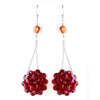 * Red Beaded Ball Earring Set 8551