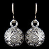 Antique Silver Rhodium Clear CZ Pave Vintage Ball Drop Bridal Wedding Earrings 8571