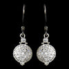 Antique Rhodium Silver Clear CZ Pave Circle Drop Bridal Wedding Earrings 8578