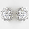 Antique Silver Clear CZ Crystal Bridal Wedding Earrings 8625