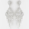 Radiant Silver Clear CZ Chandelier Bridal Wedding Earrings 8627