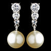 Dangling Cubic Zirconia Tripod with Faux Pearl Accent Bridal Wedding Earrings 8628