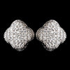 Silver Clear Rhinestone Micro Pave Clover Bridal Wedding Necklace 8640 & Stud Bridal Wedding Earrings 8632 Bridal Wedding Jewelry Set