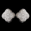 Silver Clear Rhinestone Clover Stud Bridal Wedding Earrings 8632