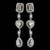 Antique Silver Clear Multi Cut CZ Bridal Wedding Earrings 8650