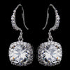Antique Silver Clear Round CZ Crystal Stud Bridal Wedding Earrings 8652