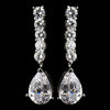 Antique Silver Clear CZ Crystal Post Bridal Wedding Earrings 8653