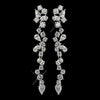 Antique Silver Clear CZ Crystal Dangle Bridal Wedding Earrings 8654