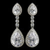 Antique Silver Clear Tear Drop CZ Stone Bridal Wedding Necklace 8749 & Bridal Wedding Earrings 8656
