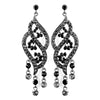 Silver Smoked & Black Rhinestone Dangle Bridal Wedding Earrings 8657