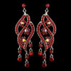 Silver Red & AB Rhinestone Dangle Bridal Wedding Earrings 8657