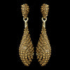 Gold Topaz Pave Rhinestone Dangle Bridal Wedding Earrings 8659
