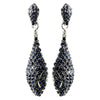 Antique Silver Navy Pave Rhinestone Dangle Bridal Wedding Earrings 8659
