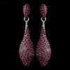 Antique Silver Pink Pave Rhinestone Dangle Bridal Wedding Earrings 8659