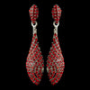 Antique Silver Red Pave Rhinestone Dangle Bridal Wedding Earrings 8659
