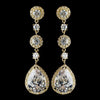 CZ Dangle Tear Drop & Round Crystal Dangle Bridal Wedding Earrings 8676