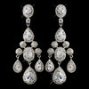 Antique Silver Clear CZ Crystal Bridal Wedding Chandelier Bridal Wedding Earrings 8677