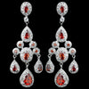 Rhodium Red Teardrop CZ Chandelier Bridal Wedding Earrings 8677