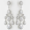 Antique Silver Clear CZ Crystal Bridal Wedding Chandelier Bridal Wedding Earrings 8677