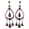 Silver Amethyst Crystal & Rhinestone Chandelier Bridal Wedding Earrings 8686