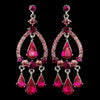 Silver Fuchsia Crystal & Rhinestone Chandelier Bridal Wedding Earrings 8686