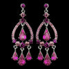 Silver Pink Crystal & Rhinestone Chandelier Bridal Wedding Earrings 8686