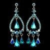 Silver Turquoise AB Crystal & Rhinestone Chandelier Bridal Wedding Earrings 8686