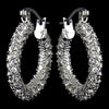 Antique Silver Clear CZ Crystal Hoop Bridal Wedding Earrings 8692