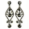 Black Smoked Crystal & Rhinestone Post Dangle Bridal Wedding Earrings 8705