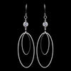 Silver Clear Oval Crystal Dangle Bridal Wedding Earrings 8725