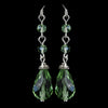 Silver Green Crystal Tear Drop Dangle Bridal Wedding Earrings 8737
