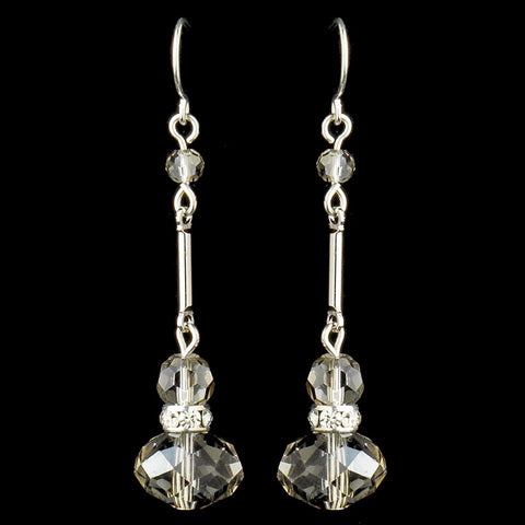 Silver Smoke Crystal Drop Bridal Wedding Earrings 8741