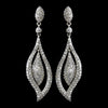 Antique Silver Clear CZ Crystal Bridal Wedding Dangle Bridal Wedding Earrings 8754