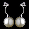 Silver Ivory Pearl & CZ Crystal Drop Bridal Wedding Earrings 8764